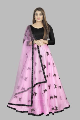 PMD Fashion Embroidered, Embellished Semi Stitched Lehenga Choli(Pink)