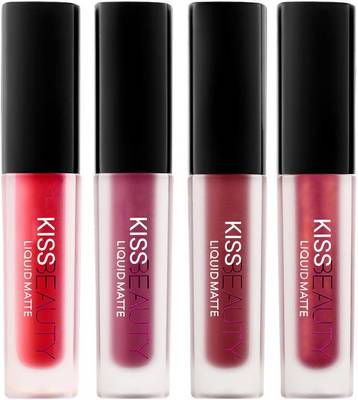 Kiss Beauty Red Edition Liquid Lipstick Set of 4 (multicolor, 20 ml)  (red edition, 20 ml)