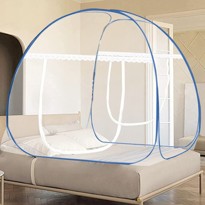 Aetrius Polyester Adults Washable Mosquito Net, Polyester, Foldable for Double Bed - Queen Size, Blue Mosquito Net(Blue, White, Tent)