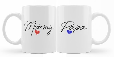 iMPACTGift Papa & Mummy Couple Gift for Mom Dad, Anniversary, Birthday Gifts Ceramic Coffee Mug(330 ml, Pack of 2)