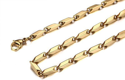 Karishma Kreations Mens Jewellery Valentine High Polish Stylish Fancy Party Wear Titanium Long Necklace Handmade Silver Golden Neckless chain latest design Casual Style Daily use Simple Dazzling Gold & Silver Color Solid Titanium Plated SS Chain Most Popular Curb Necklace Sachin Rope Wheat Rice Sehw