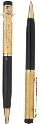 TEUER Doctor Clip Combo Golden Metal Ball Pen Combo ( Pack of -2 ) Ball Pen(Pack of 2, Ink Color - Blue)