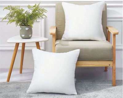 RACCOON Microfibre Solid Cushion Pack of 2(White)