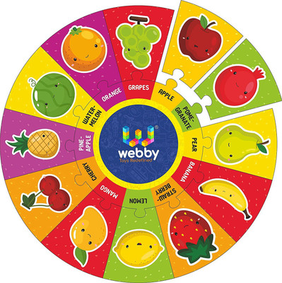 Webby Fruits Wooden Round Jigsaw Floor Puzzle(13 Pieces)