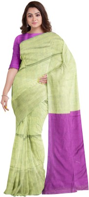 angoshobha Printed Handloom Pure Cotton Saree(Light Green)