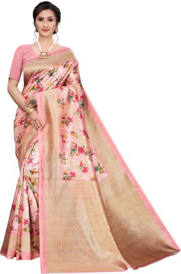 Marabout Woven Kanjivaram Art Silk Saree(Pink)