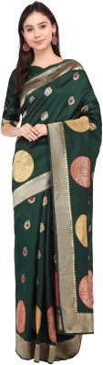 Duggad Creation Woven Banarasi Jacquard Saree(Dark Green)