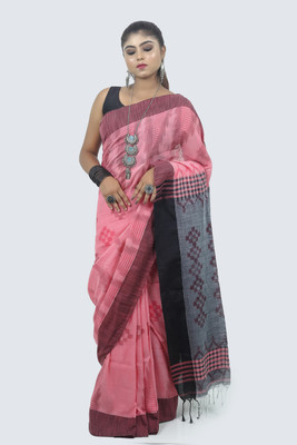 AngaShobha Self Design Handloom Handloom Cotton Blend Saree(Pink)