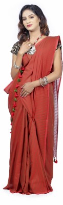 AngaShobha Striped Handloom Handloom Pure Cotton Saree(Brown)