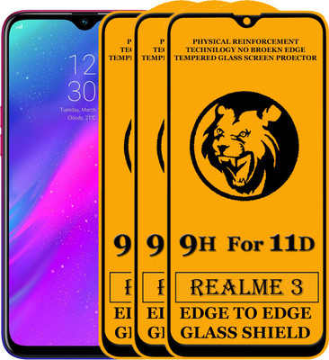SEVEN7STAR Edge To Edge Tempered Glass for Realme 3(Pack of 3)