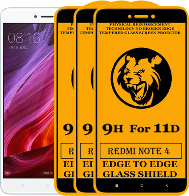 SEVEN7STAR Edge To Edge Tempered Glass for Mi Redmi Note 4(Pack of 3)