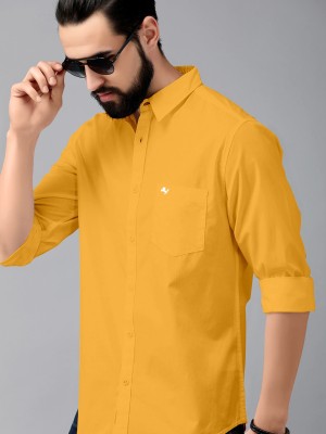 Berlin Fashion Men Solid Casual Yellow Shirt