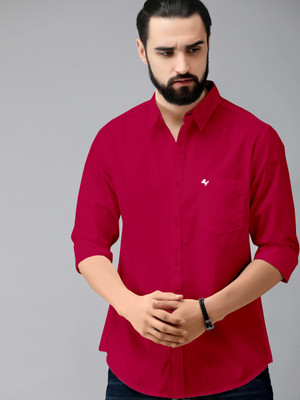 PRAIZY Men Solid Casual Pink Shirt