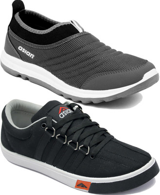 ASIAN PRIME-02cGRY_SYPY-162cBLK-8 Asian casual shoes for men | Latest Stylish Casual High top sneakers for men | Canvas shoes for boys | Lace up high neck black shoes for running, walking, gym, trekking, dancing & party Walking Shoes For Men(Grey, Black)
