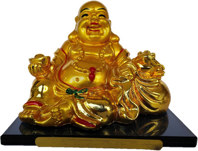 KRISHNA Feng Shui Laughing Buddha Decorative Showpiece  -  10 cm(Polyresin, Gold)