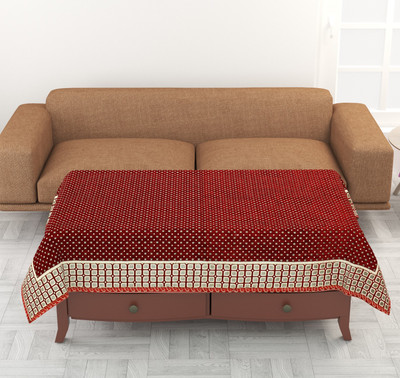 JAYVAAM Self Design 4 Seater Table Cover(Maroon, Velvet)
