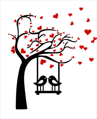 wildartcreation 79 cm Beautifull Birds With Tree Wall Stickers Size -(Pack Of 1) Self Adhesive Sticker(Pack of 1)