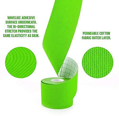 Aravli Kinesiology Sports Tape 5 cm X 5 m (Pack of 1 Roll,Green) Kinesiology Tape(Green)