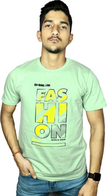 chabuk Printed Men Round Neck Green T-Shirt