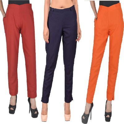 Sairish Fashion Hub Regular Fit Women Maroon, Dark Blue, Orange Trousers
