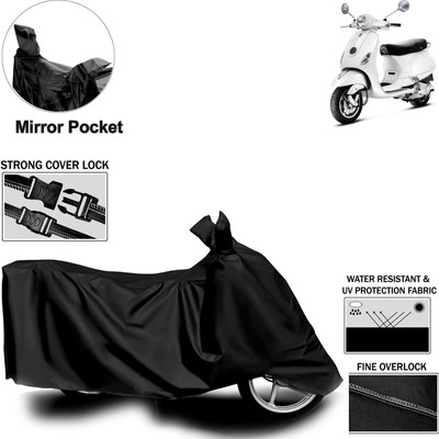 aksmit Two Wheeler Cover for Piaggio(Vespa LX, Black)