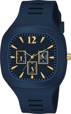 Motugaju Square Blue Dial Analog Silicon Strap Stylish Designer Analog Watch  - For Men