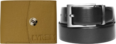 LYREM Wallet & Belt Combo(Beige, Black, Brown)