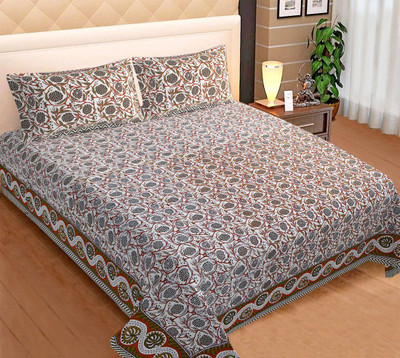 S R Enterprises 300 TC Cotton Double Floral Flat Bedsheet(Pack of 1, Multicolor)