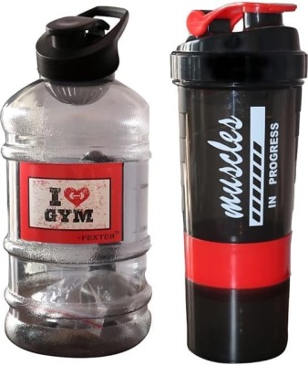 RENUCONIC Spider Shaker Bottle 500ml & Gallon Water Bottle 1L 1000 ml Bottle(Pack of 2, Multicolor, Plastic)