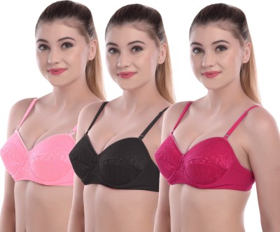 Shyam Sons FLAIR Women T-Shirt Heavily Padded Bra(Pink, Black, Maroon)