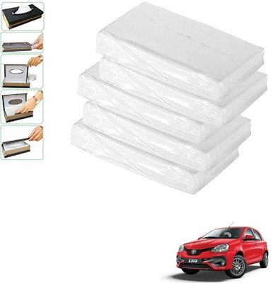 AuTO ADDiCT Car Tissue Refiller set of 5 Pcs with 200 Sheets (100 Pulls) in each For Toyota Etios Liva Vehicle Tissue Dispenser(White)