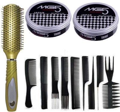 SHAGGY PROFESSIONAL 2800W HOT AND COOL AIR FEATURE CHOABA HAIR DRYER WITH 10 PCS BARBER SALOON COMB AND BASIC ROUND HAIR BRUSH WITH STYLING MJ5 HAIR WAX(12 Items in the set)