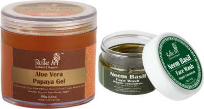 RUSTIC ART care routine papaya gel 100g & Neem basil face wash concentrate 50 gm )(2 Items in the set)