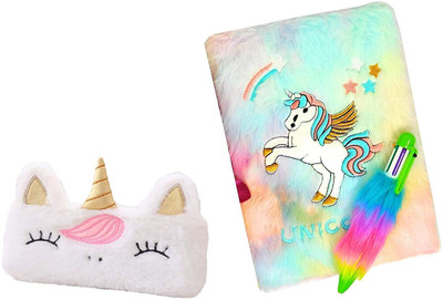okji enterprises Unicorn Regular Diary 100 100 Pages(White, Pack of 4)