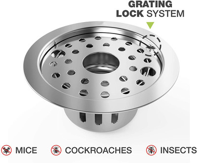Ytc Floor Stainless Steel Push Down Strainer(12.7 cm Set of 1)