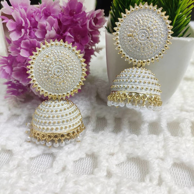 TANLOOMS Latest Collection Kundan Jhumka earrings for Girls and Woman (White Color) Alloy Jhumki Earring