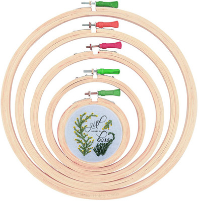 Just Latest 5 Pieces Wooden Embroidery Frames Hoop Ring Set of 5 Different Sizes 5, 6, 8, 10, 12 Inches For Embroidery and Cross Stitch Embroidery Frame(Pack of 5)