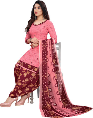 Samah Crepe Floral Print, Printed, Geometric Print Salwar Suit Material