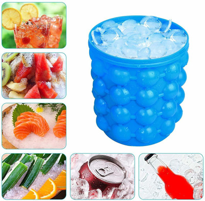 VOXXIL 1 L Silicone, Plastic XII®-463-HN-Large Silicone Ice Bucket | 2 in 1 Ice Cube Maker, Round, Portable Ice Bucket Ice Bucket