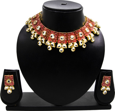 VIVA VIRAL Alloy Gold-plated Red Jewellery Set(Pack of 1)