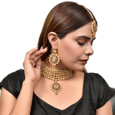 TWOLOVER Alloy Gold-plated Beige, Gold Jewellery Set(Pack of 2)