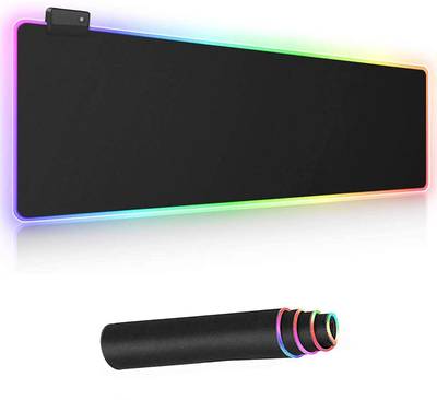 Jaibros Large Extended RGB Gaming Keyboard Mouse Pad, Non-Slip Rubber Base, Soft Glowing LED Gaming Desk Keyboard Mouse Pad Mat (78 x 30 cm) Mousepad  (Black)