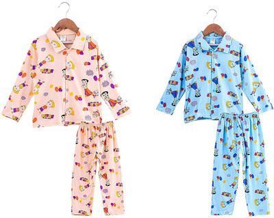 Trendy World Boys & Girls Printed Multicolor Night Suit Set