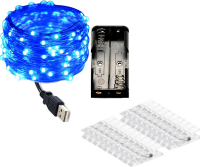 MANSAA 30 LEDs 3 m Blue Steady String Rice Lights(Pack of 1)