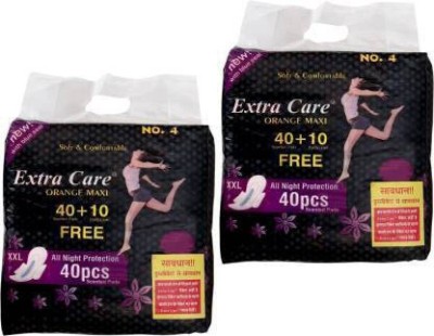 Extra Care ORANGE MAXI ALL NIGHT PROTECTION 100PCS Sanitary Pad Sanitary Pad(Pack of 100)