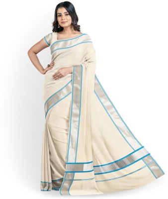 Vairavaa Tex Striped Kasavu Pure Cotton Saree(Grey)