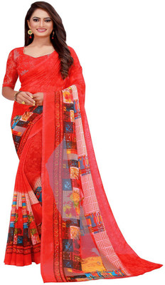 Suntex Printed Bandhani Georgette Saree(Red)