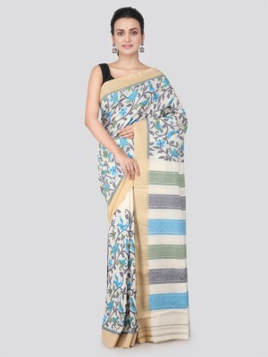 PinkLoom Printed Handloom Handloom Cotton Blend Saree(Multicolor)