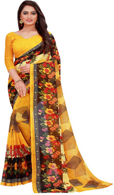 Suali Printed Bollywood Georgette Saree(Yellow)