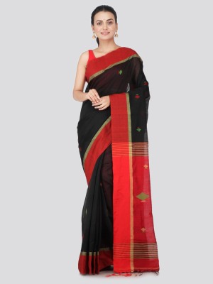 PinkLoom Woven Handloom Handloom Cotton Blend Saree(Black)